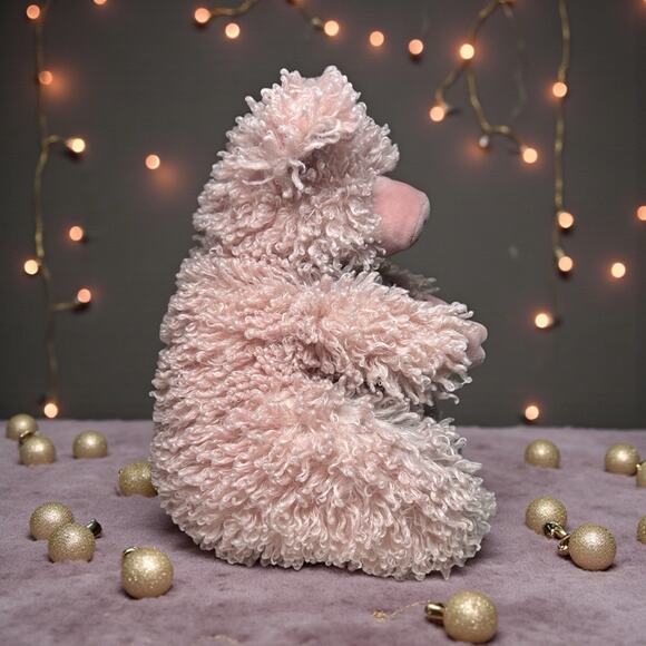 Jellycat Bobbleton Pig Plush Stuffed Animal Curly Fur Weighted Farm Toy HTF EUC - Picture 3 of 4